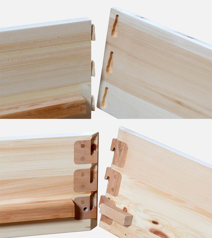 Komplett metallfreie Eckverbindungen von Betten