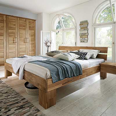 Massivholzbett Lettino, Drehtüren-Kleiderschrank Lettino 01