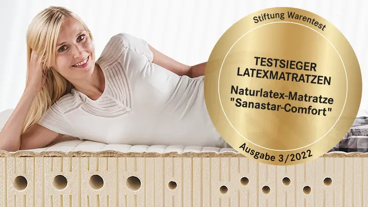 Ausgezeichnet bei Stiftung Warentest: Naturlatex-Matratze Sanastar-Comfort