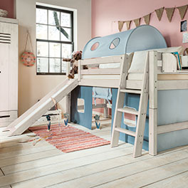 Mini-Hochbett Kiddy mit schräger Treppe und Rutsche