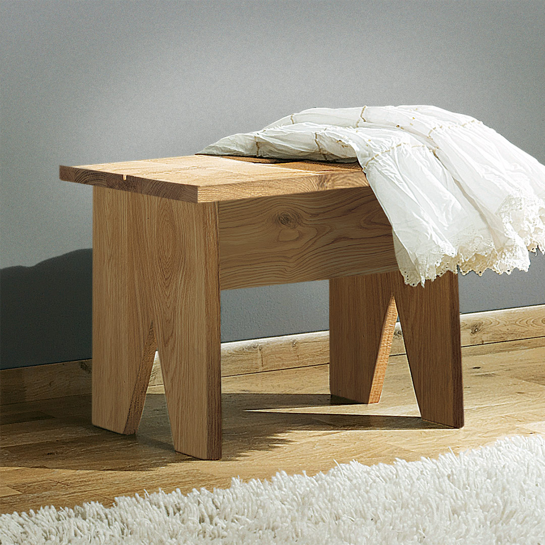 Hocker "Loca" - Rustikaler Hocker aus edler Eiche