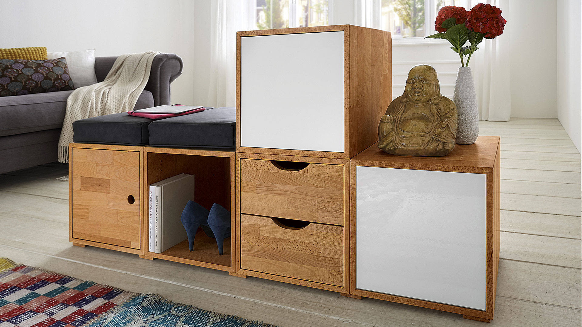 Regalwürfel-System "Cubetto" - Die Würfelelemente sind frei Kombinierbar